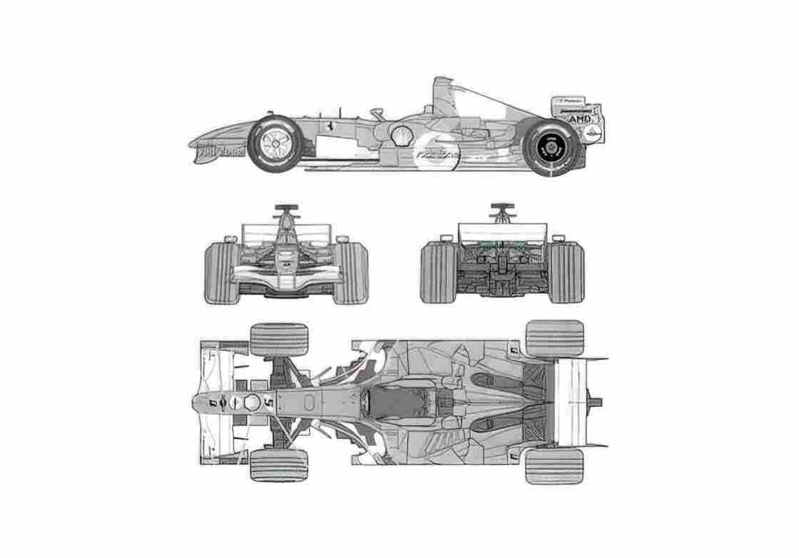 Blueprint Ferrari 248 F1 GP OW 2006 A4 Photo Print