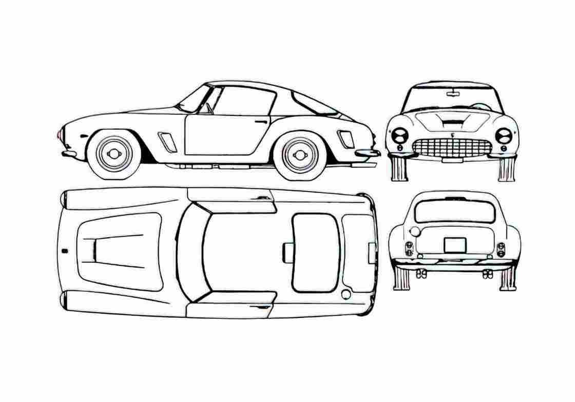 Blueprint Ferrari 250 GT Berlinetta Coupe 1960 A4 Photo Print