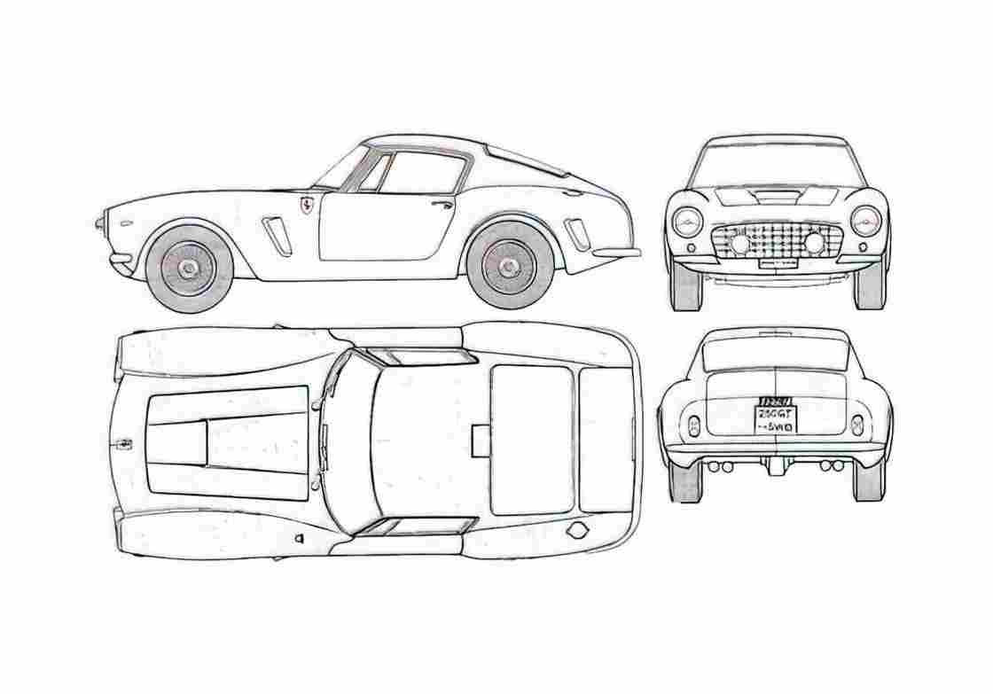 Blueprint Ferrari 250 GT Berlinetta SWB Coupe 1961 A4 Photo Print