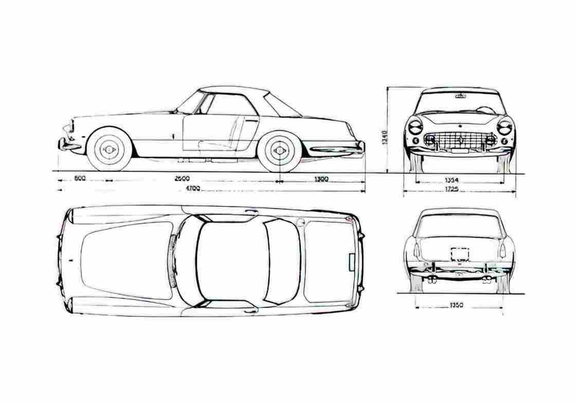 Blueprint Ferrari 250 GT Coupe 1959 A4 Photo Print