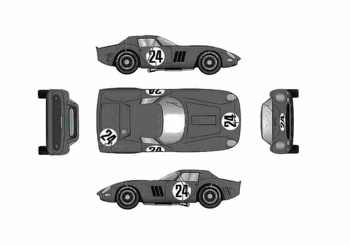 Blueprint Ferrari 250 GTO Del no. 24 Coupe 1964 A4 Photo Print