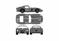 Blueprint Ferrari 250 GTO Le Mans Coupe 1962 A4 Photo Print