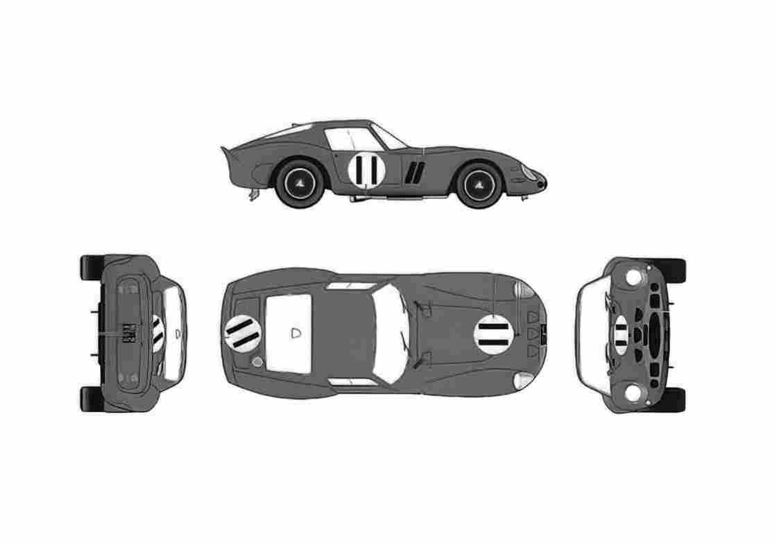 Blueprint Ferrari 250 GTO Version B Coupe 1962 A4 Photo Print