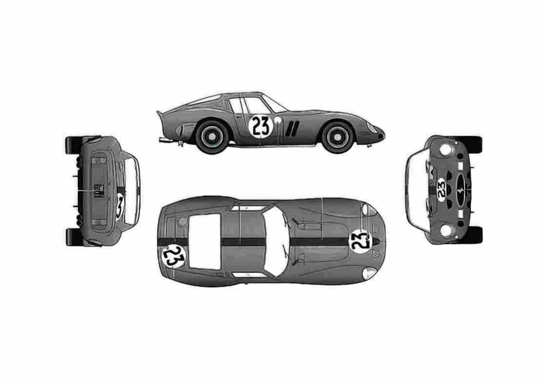 Blueprint Ferrari 250 GTO Version C Coupe 1962 A4 Photo Print