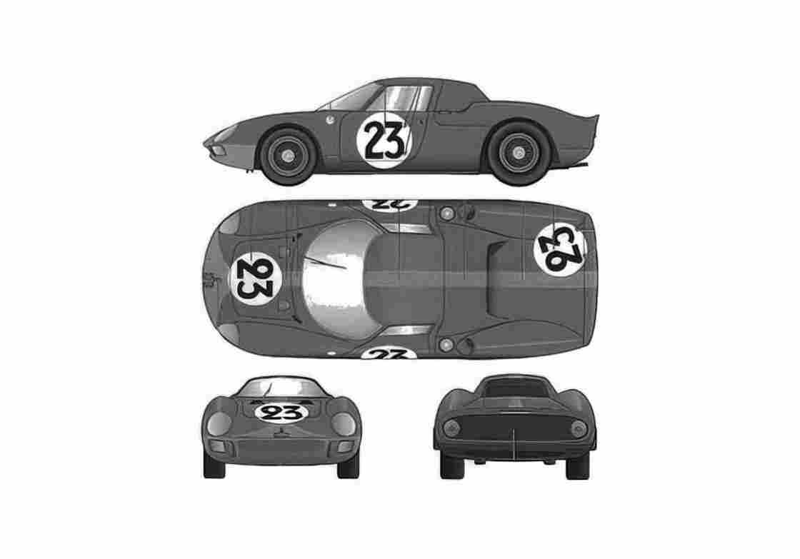 Blueprint Ferrari 250 LM Version A Coupe 1964 A4 Photo Print