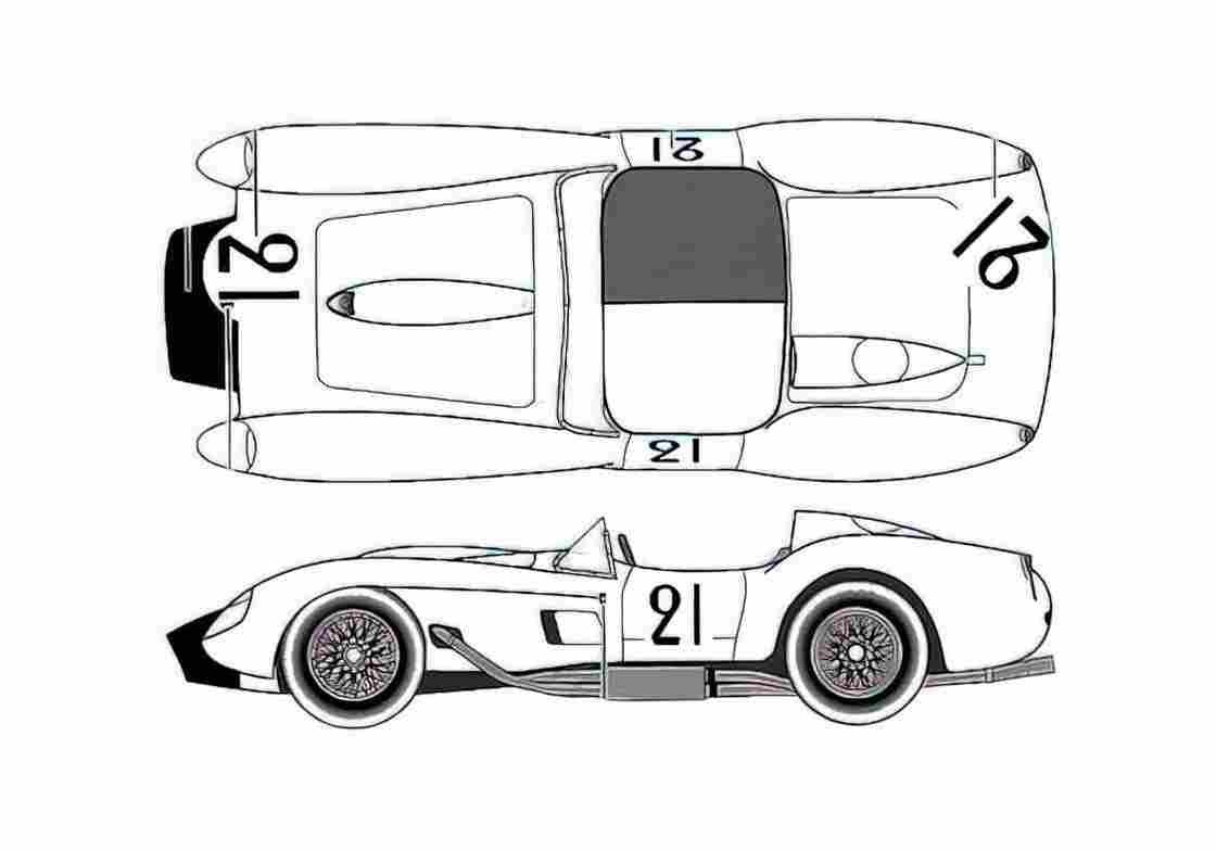 Blueprint Ferrari 250 TR Le Mans B Type Cabriolet 1958 A4 Photo Print
