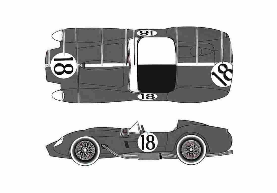Blueprint Ferrari 250 TR Le Mans C Type Coupe 1958 A4 Photo Print