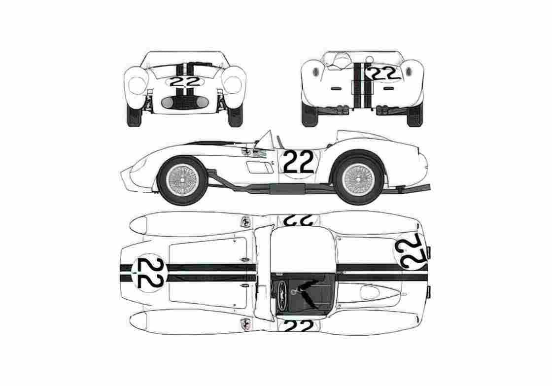 Blueprint Ferrari 250 Testa Rossa Le Mans Cabriolet 1958 A4 Photo Print