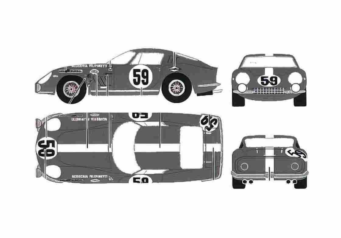 Blueprint Ferrari 275 GTB Version B Coupe 1967 A4 Photo Print