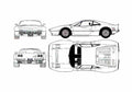 Blueprint Ferrari 288 GTO Coupe 1984 A4 Photo Print