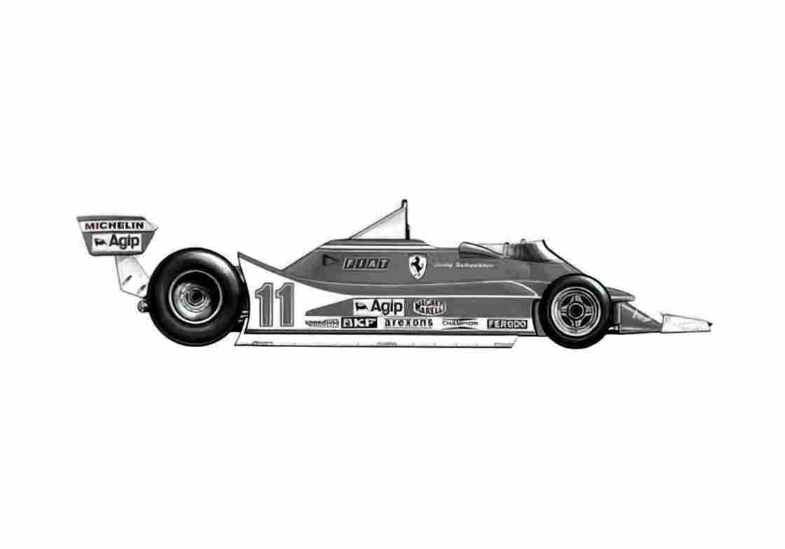 Blueprint Ferrari 302 T4 F1 OW 1979 A4 Photo Print