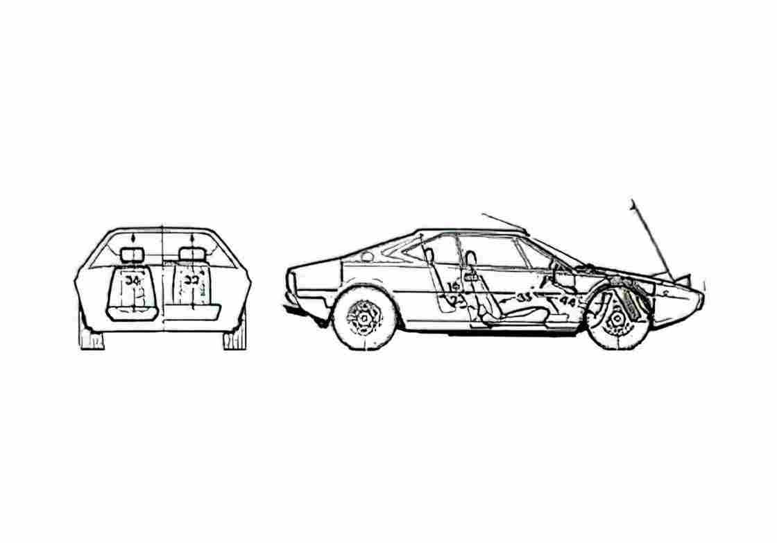 Blueprint Ferrari 308 GT4 Dino Coupe 1976 A4 Photo Print
