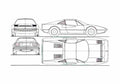 Blueprint Ferrari 308 GTS Targa 1983 A4 Photo Print