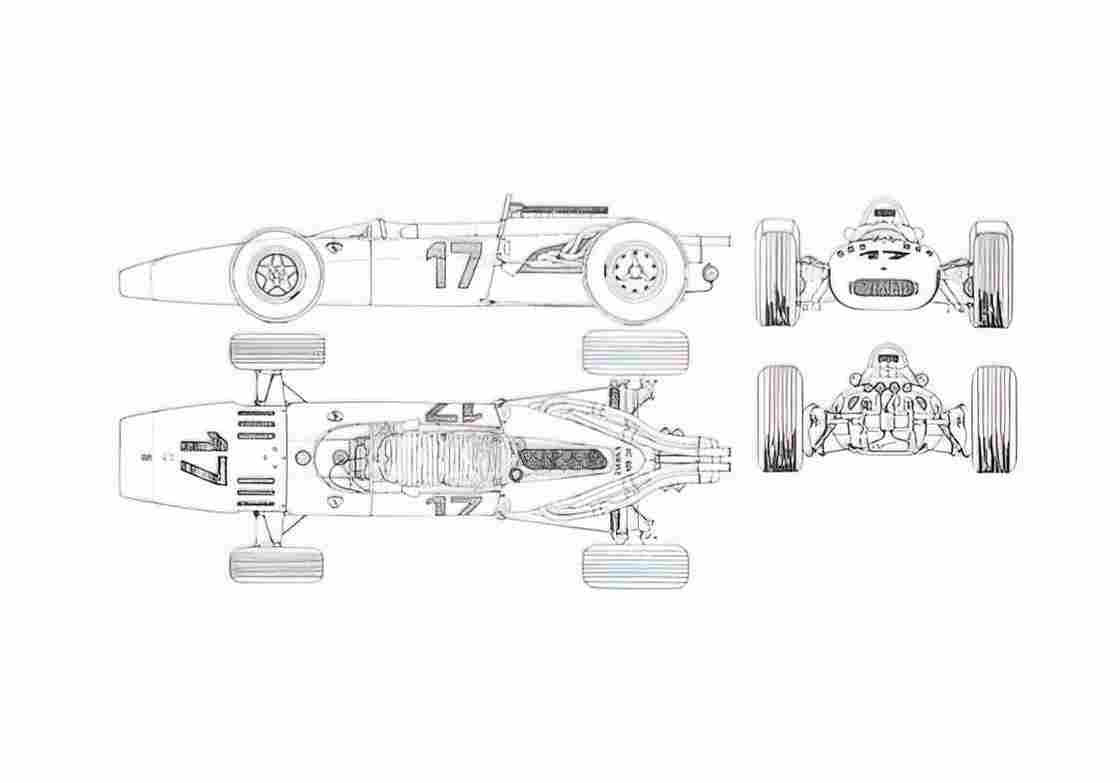 Blueprint Ferrari 312 F1 Cabriolet 1966 A4 Photo Print
