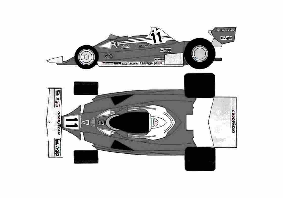 Blueprint Ferrari 312 T2 F1 Cabriolet 1976 A4 Photo Print