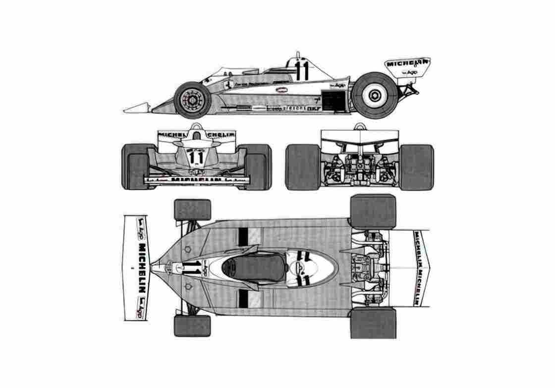 Blueprint Ferrari 312 T3 F1 Cabriolet 1978 A4 Photo Print