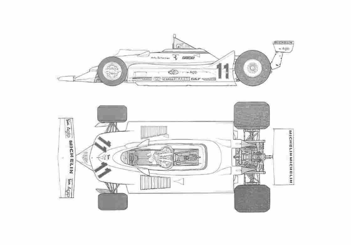 Blueprint Ferrari 312 T4 Cabriolet 1979 A4 Photo Print