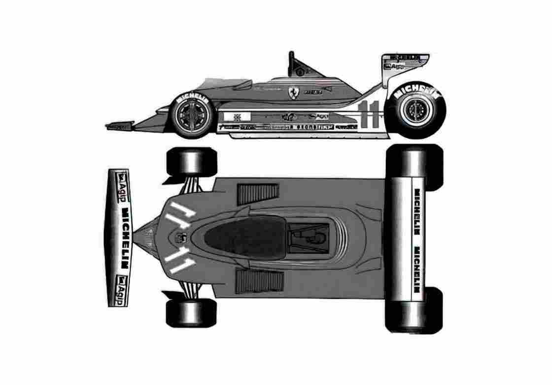 Blueprint Ferrari 312 T4 F1 Cabriolet 1979 A4 Photo Print