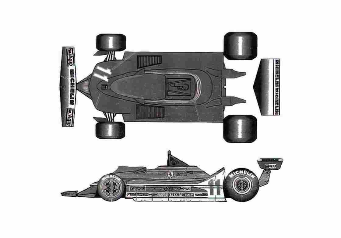 Blueprint Ferrari 312 T4 Italian GP Cabriolet 1979 A4 Photo Print