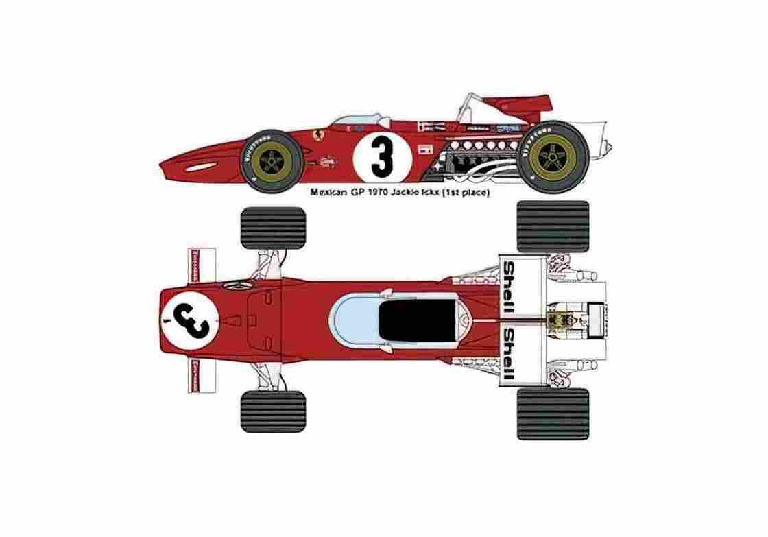 Blueprint Ferrari 312B Mexican GP F1 OW 1970 A4 Photo Print