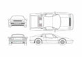 Blueprint Ferrari 328 GTB Coupe 1985 A4 Photo Print