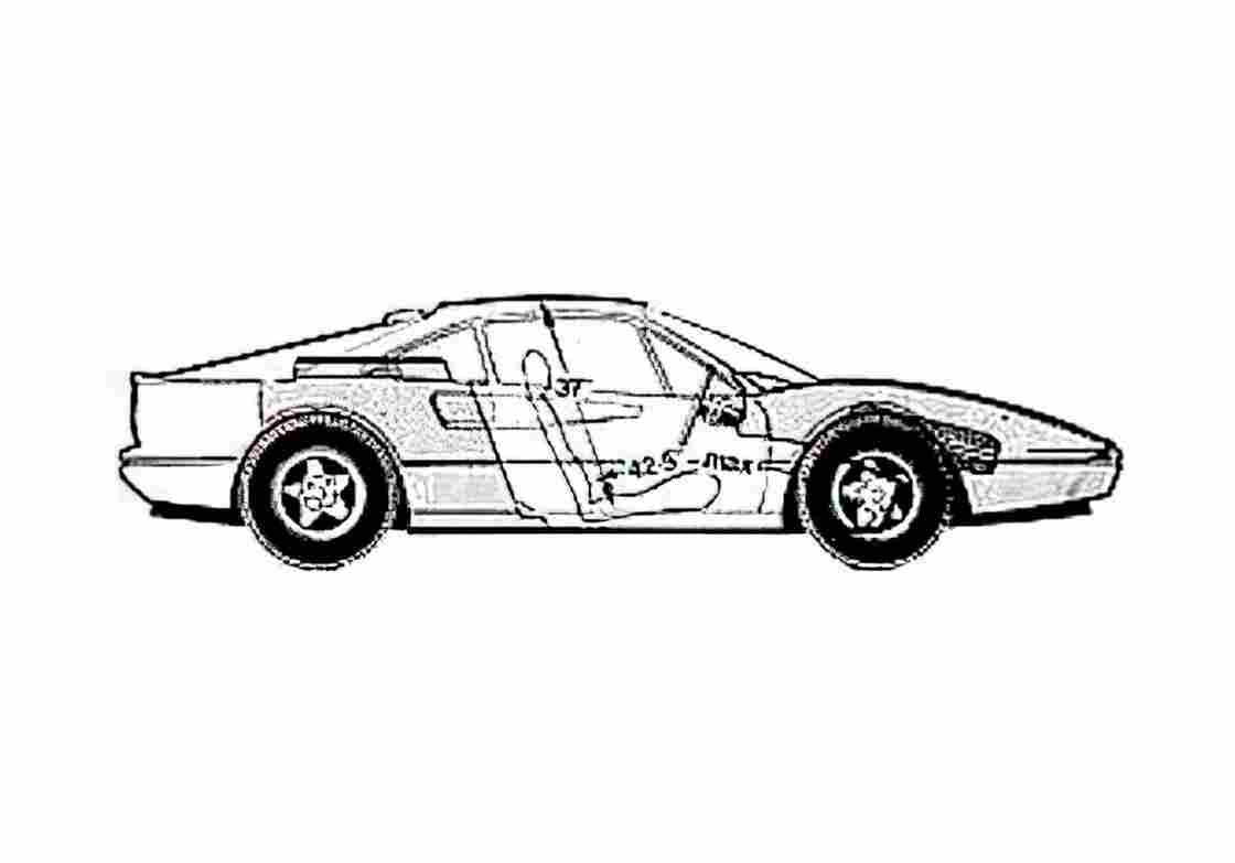 Blueprint Ferrari 328 GTB Coupe 1987 A4 Photo Print