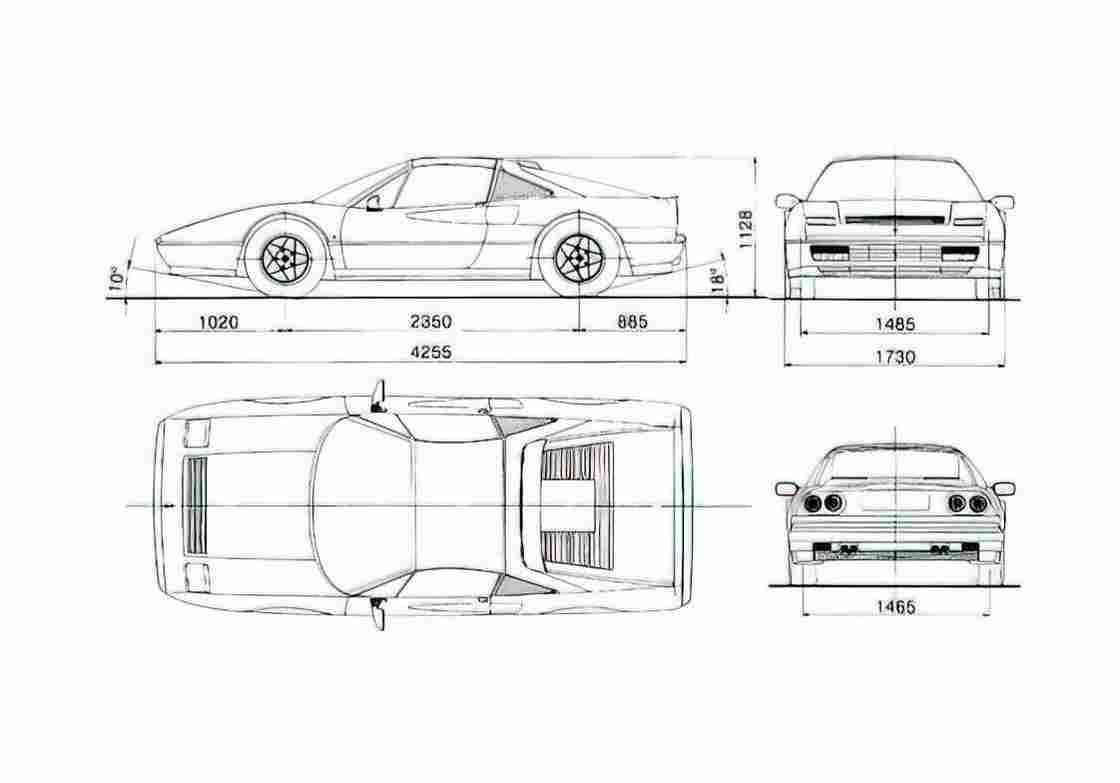 Blueprint Ferrari 328 GTS Phaeton 1985 A4 Photo Print