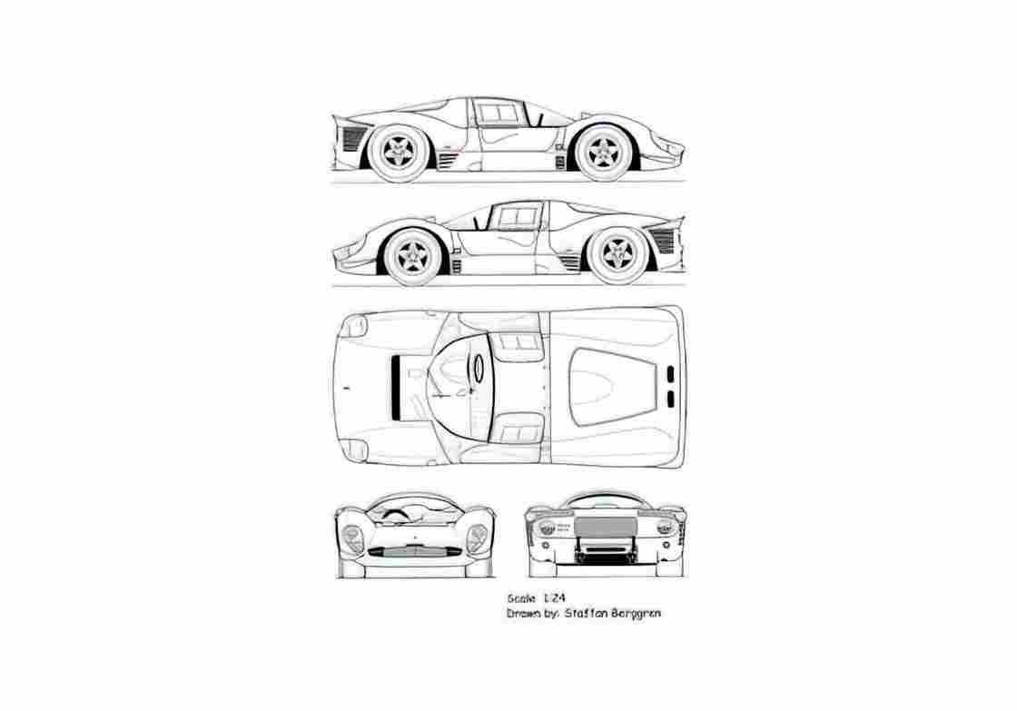 Blueprint Ferrari 330 P Coupe 1964 A4 Photo Print