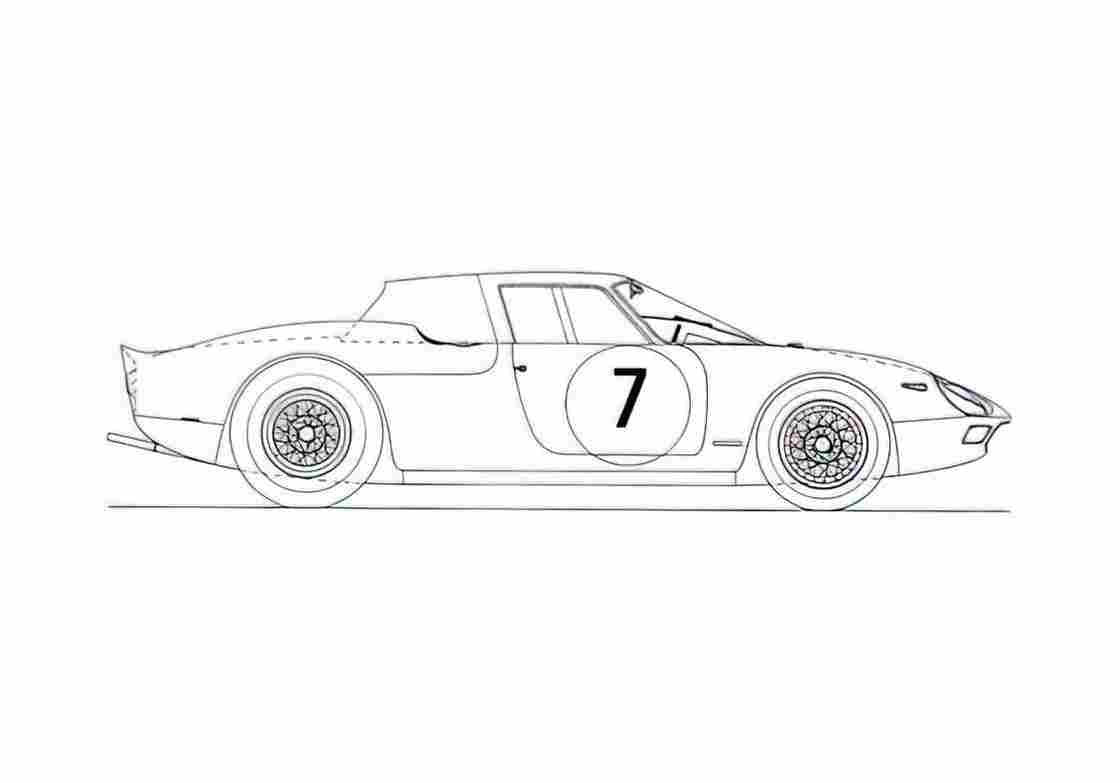 Blueprint Ferrari 330 P LM Reims Coupe 1964 A4 Photo Print