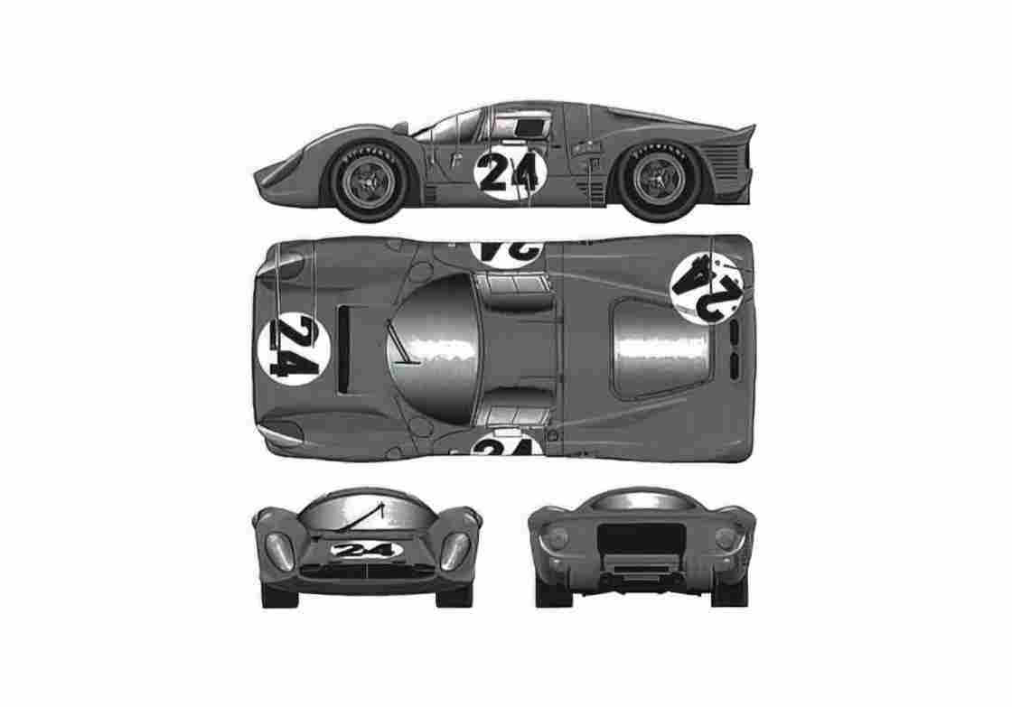 Blueprint Ferrari 330 P4 Berlinetta Coupe 1967 A4 Photo Print