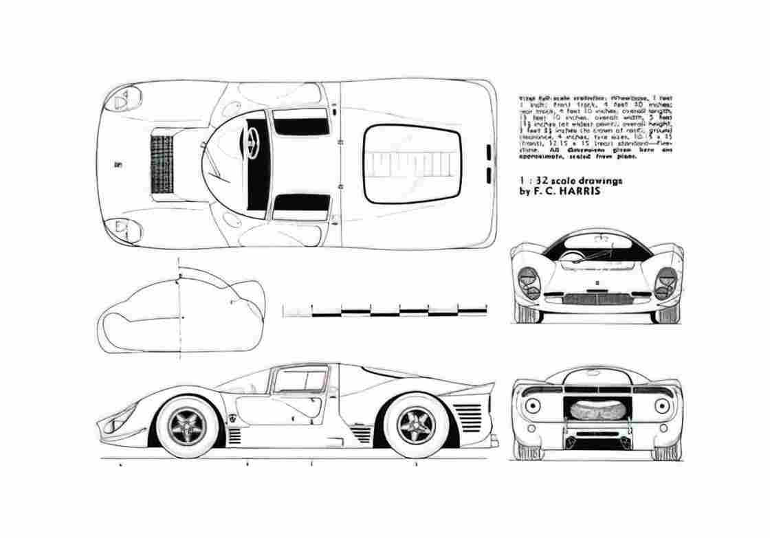 Blueprint Ferrari 330 P4 Coupe 1967 A4 Photo Print