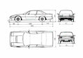 Blueprint Ferrari 412 Coupe 1985 A4 Photo Print