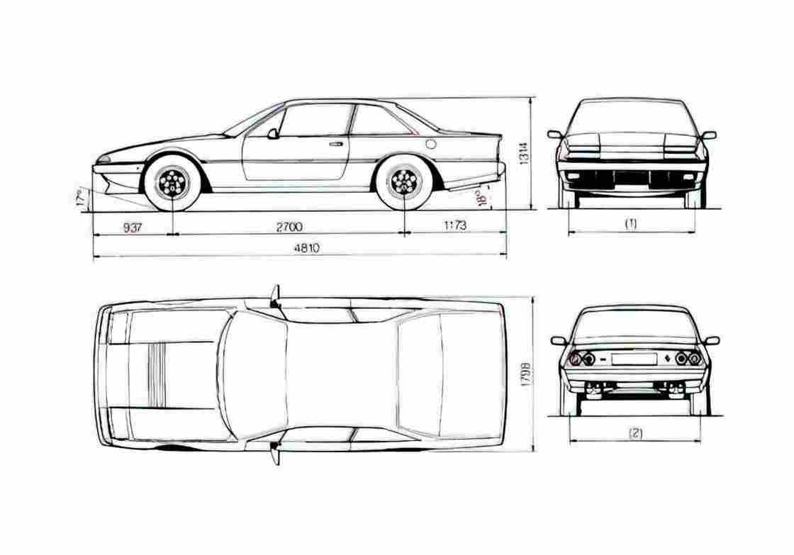 Blueprint Ferrari 412 Coupe 1985 A4 Photo Print