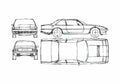 Blueprint Ferrari 412i Coupe 1986 A4 Photo Print