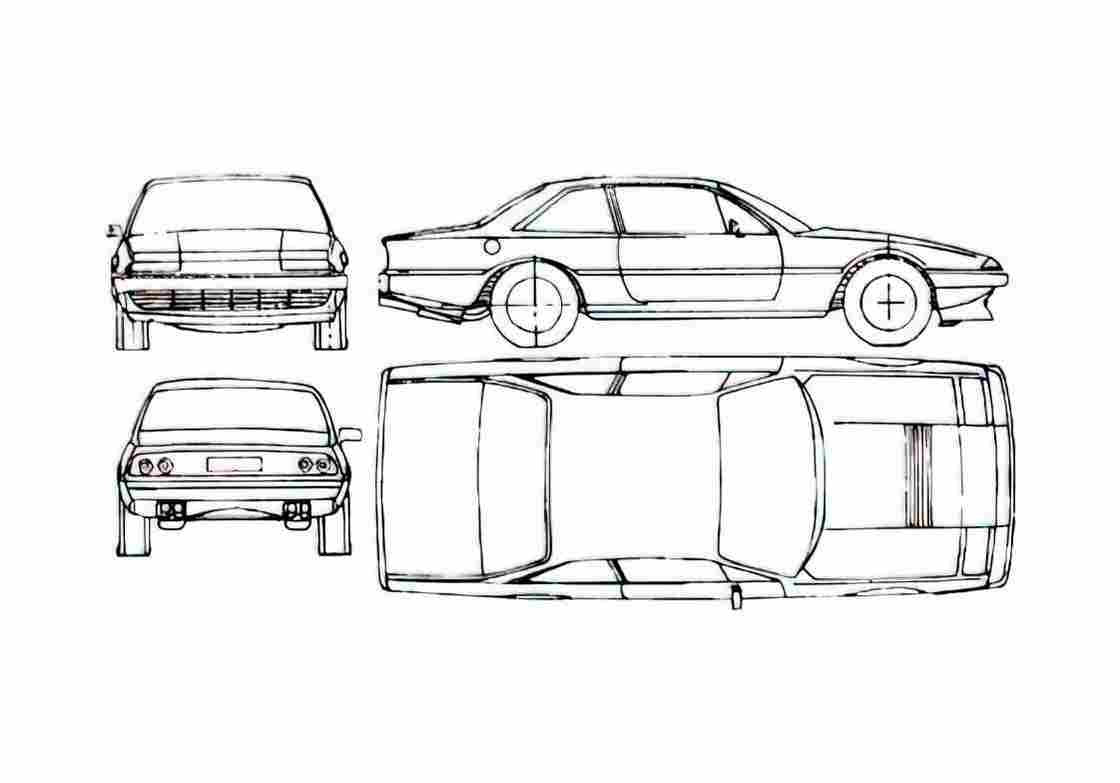Blueprint Ferrari 412i Coupe 1986 A4 Photo Print