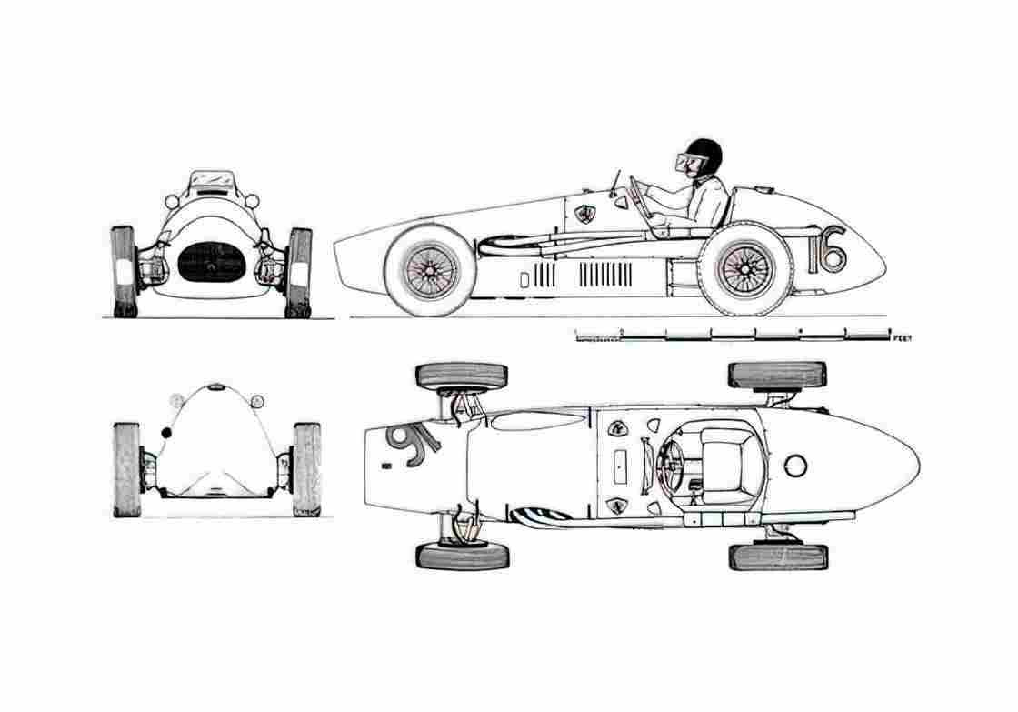 Blueprint Ferrari 500 F2 Cabriolet 1951 A4 Photo Print