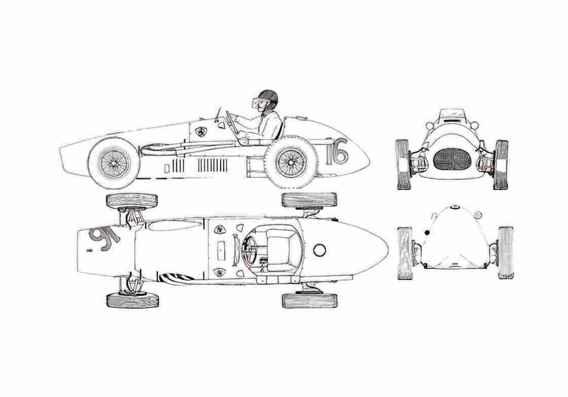 Blueprint Ferrari 500 French GP F1 OW 1953 A4 Photo Print