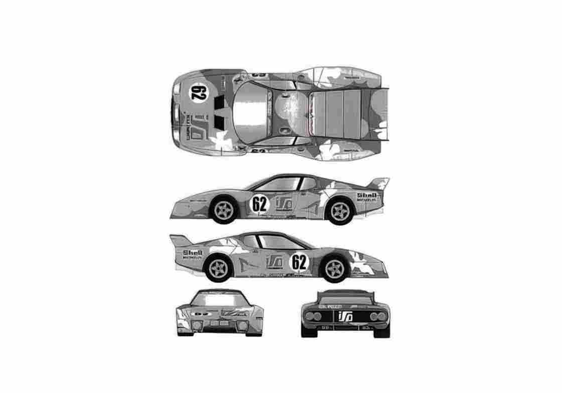 Blueprint Ferrari 512 BB Le Mans 3M Coupe 1979 A4 Photo Print