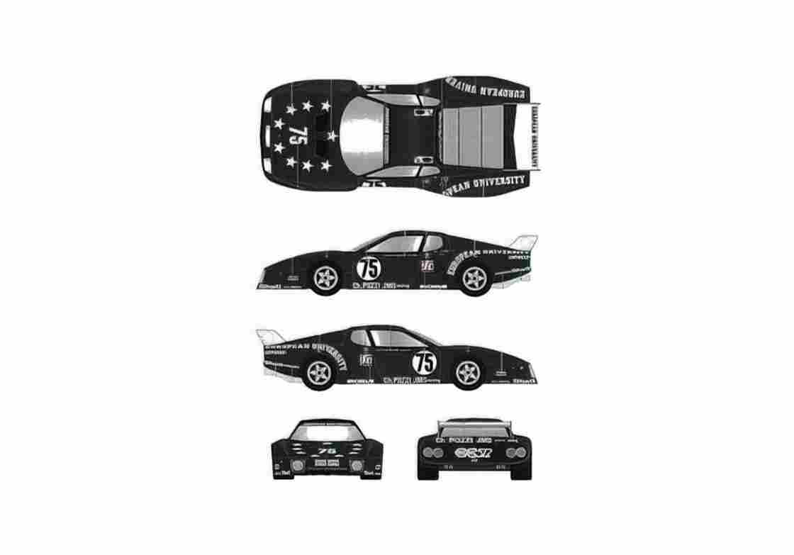 Blueprint Ferrari 512 BB Le Mans European University Coupe 1980 A4 Photo Print