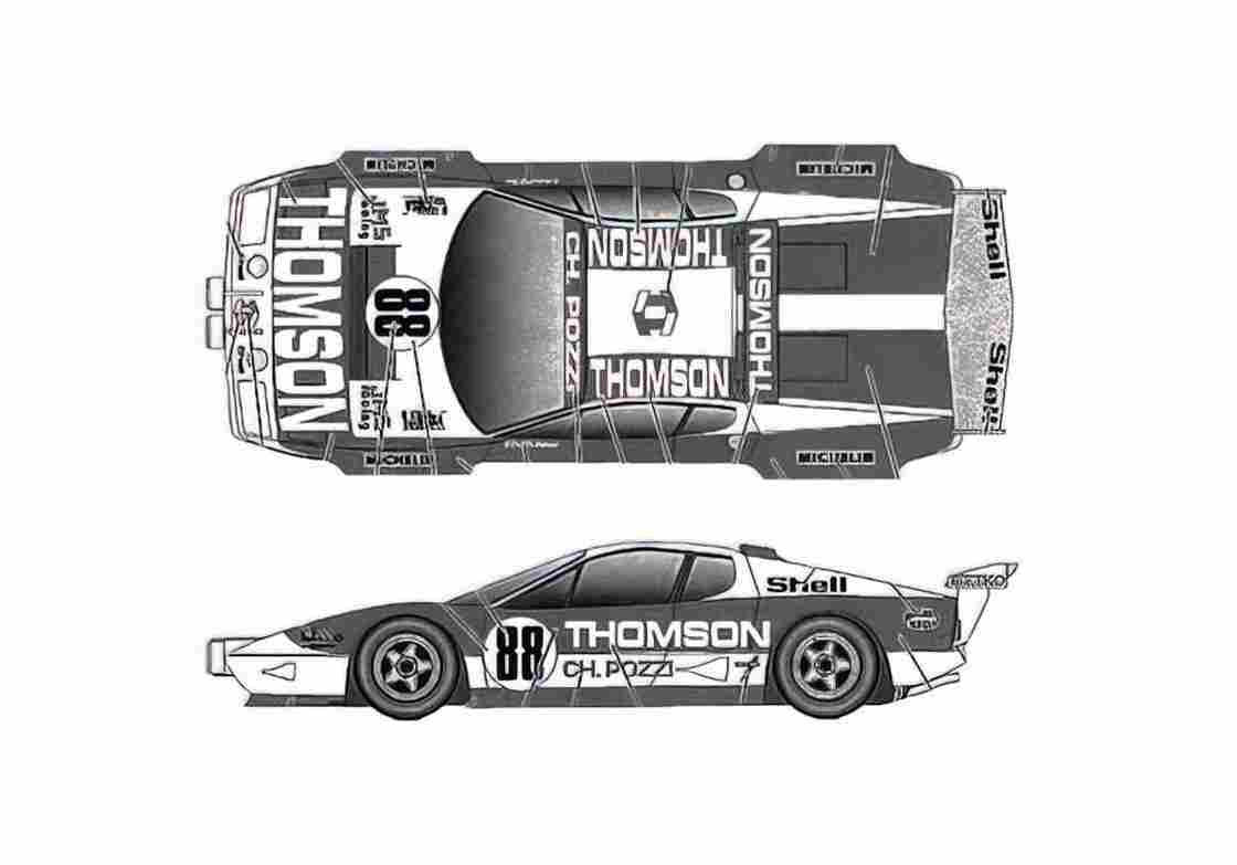 Blueprint Ferrari 512 BB Le Mans Thomson Short Nose Coupe 1978 A4 Photo Print