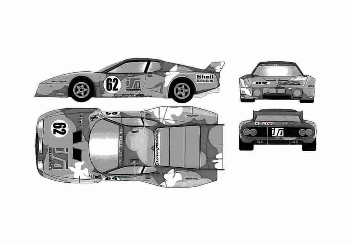 Blueprint Ferrari 512 BB LeMans Sedan 1979 A4 Photo Print