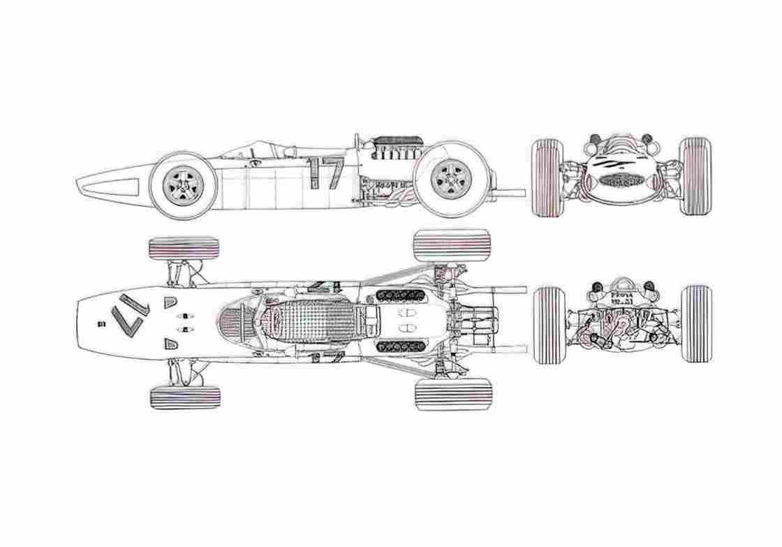 Blueprint Ferrari 512 F1 GP OW 1965 A4 Photo Print