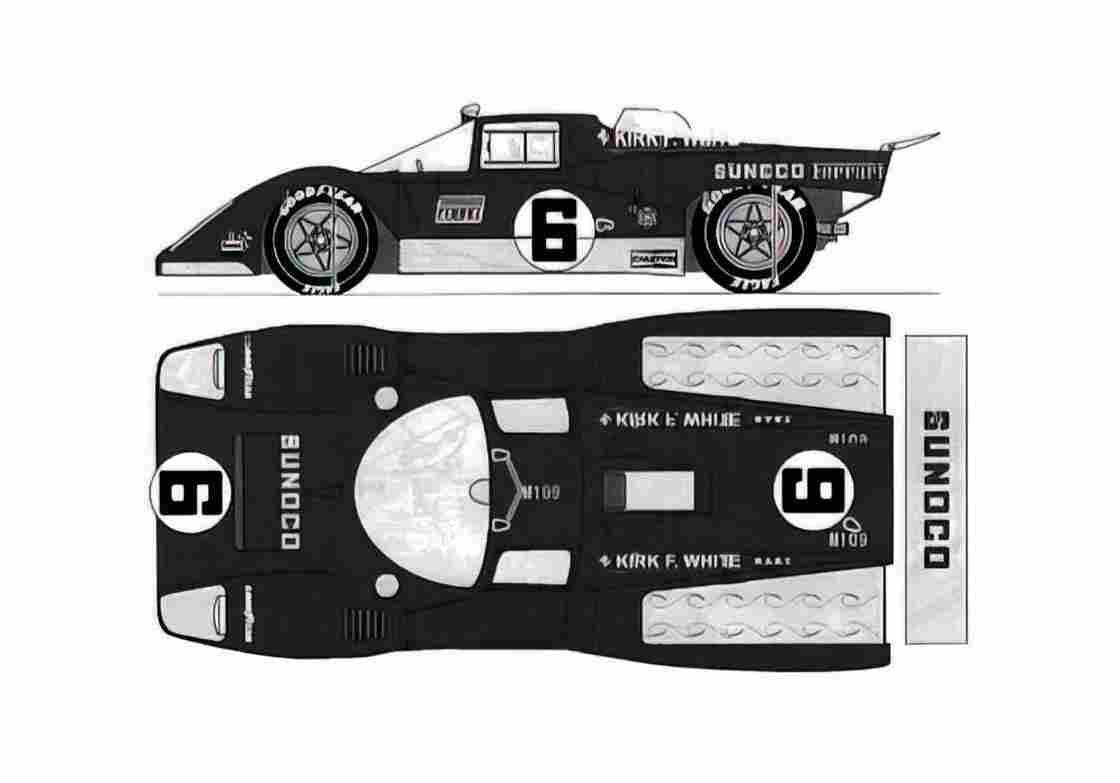 Blueprint Ferrari 512 M Le Mans Coupe 1971 A4 Photo Print