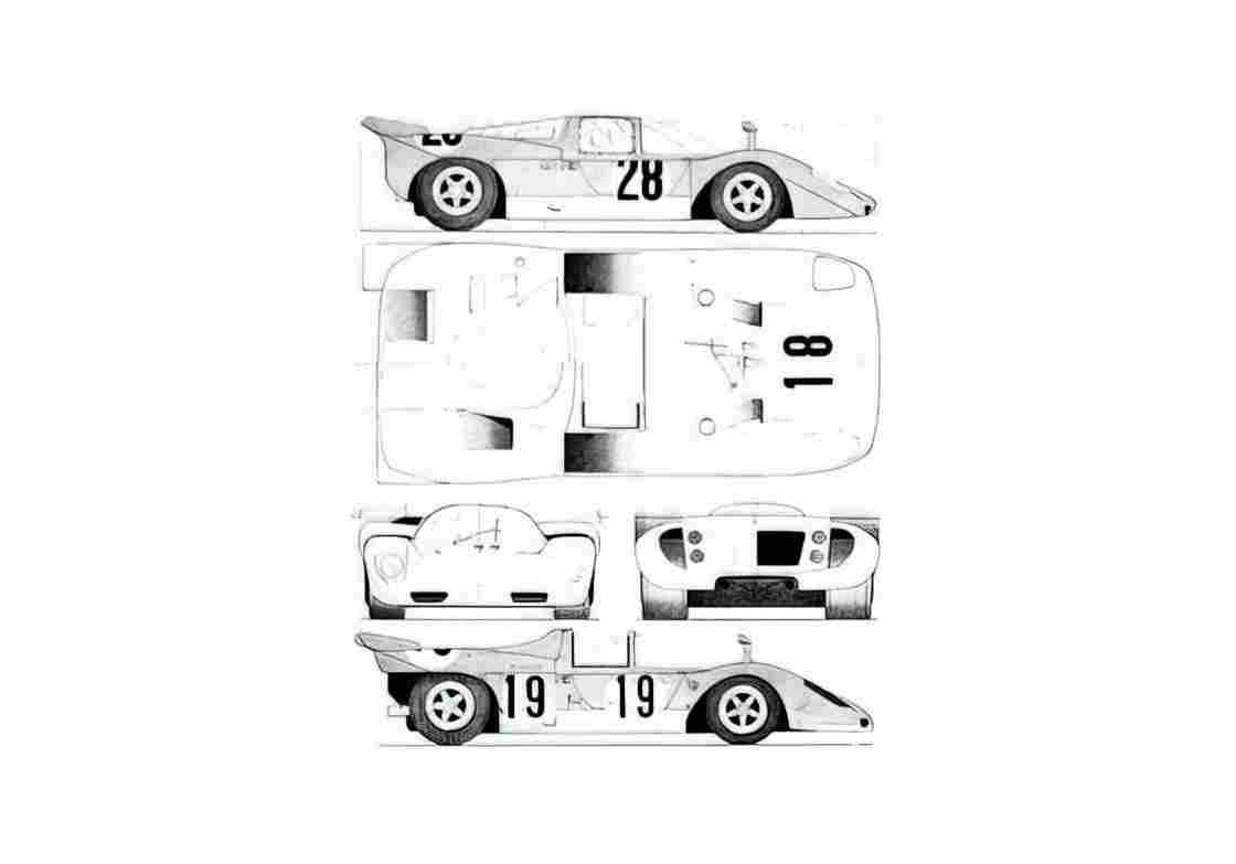 Blueprint Ferrari 512 S Daytona Coupe 1970 A4 Photo Print