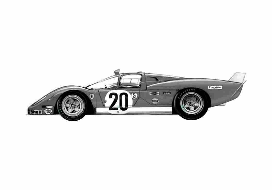 Blueprint Ferrari 512 S Sebring Coupe 1970 A4 Photo Print