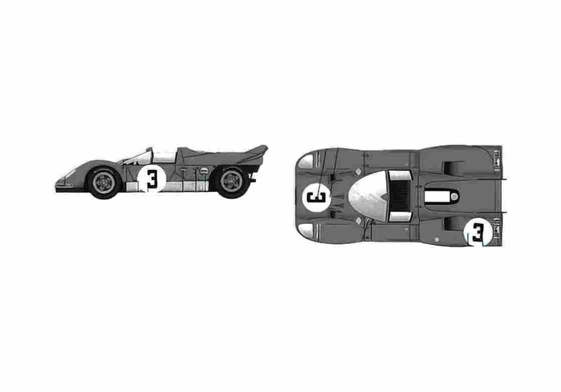 Blueprint Ferrari 512 S Short Tail Version A Targa 1969 A4 Photo Print