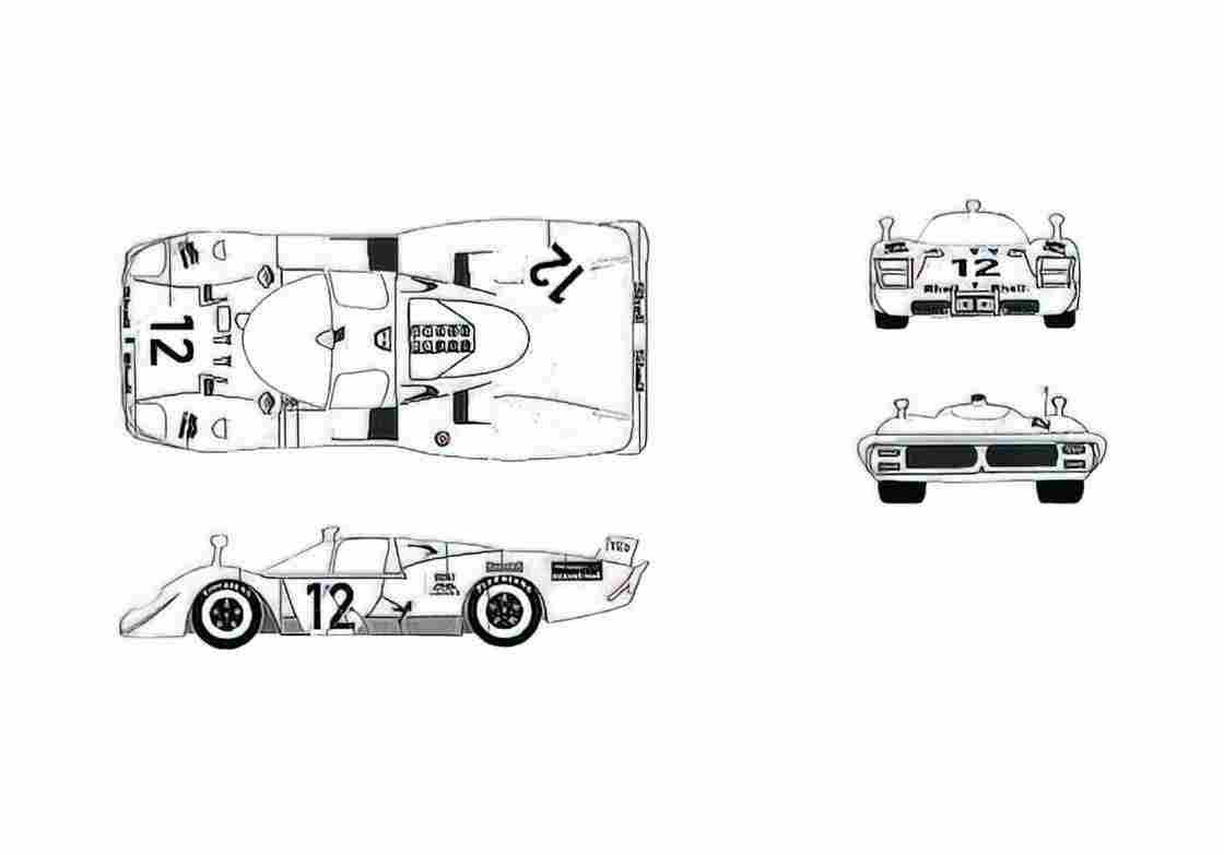 Blueprint Ferrari 512 S Version B Coupe 1970 A4 Photo Print