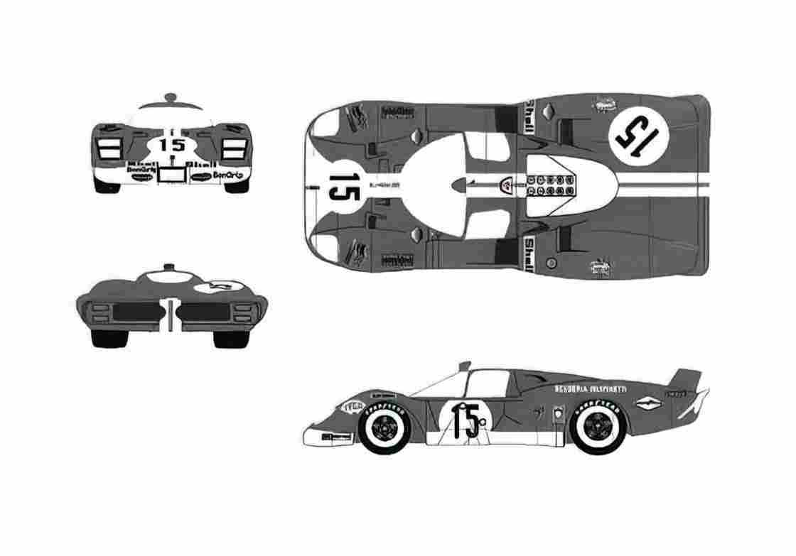 Blueprint Ferrari 512 S Version C Coupe 1970 A4 Photo Print