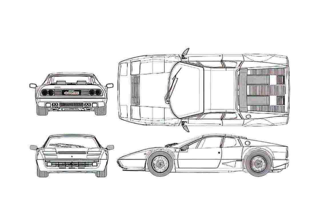 Blueprint Ferrari 512i BB Coupe 1981 A4 Photo Print