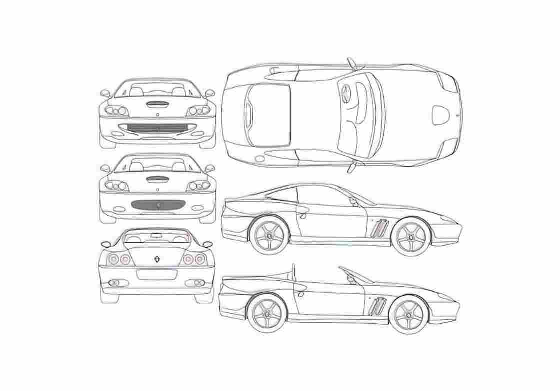 Blueprint Ferrari 550 Barchetta Cabriolet 2000 A4 Photo Print